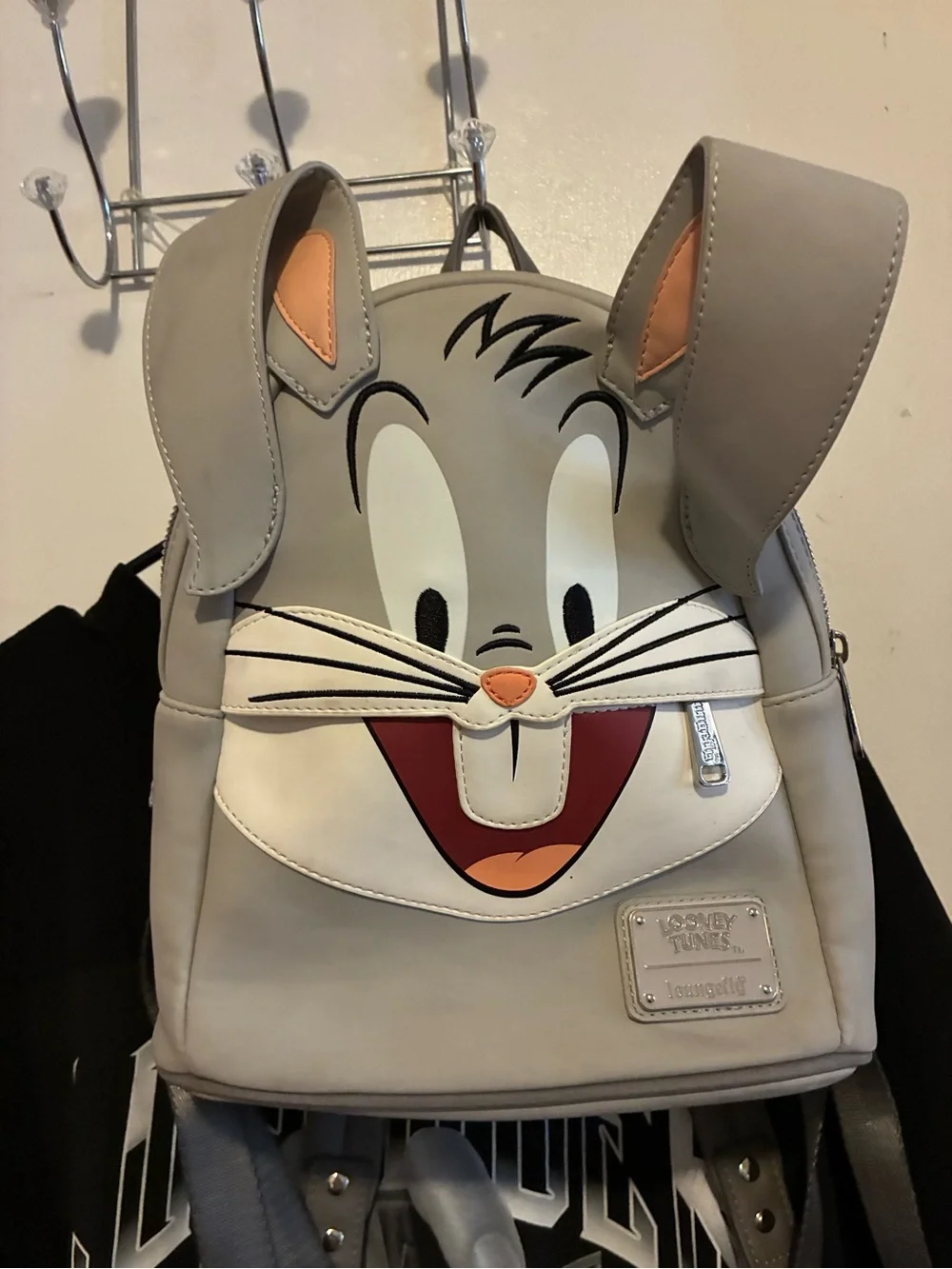 Loungefly Gray Bunny Character Mini Backpack with Pink Ear Accents